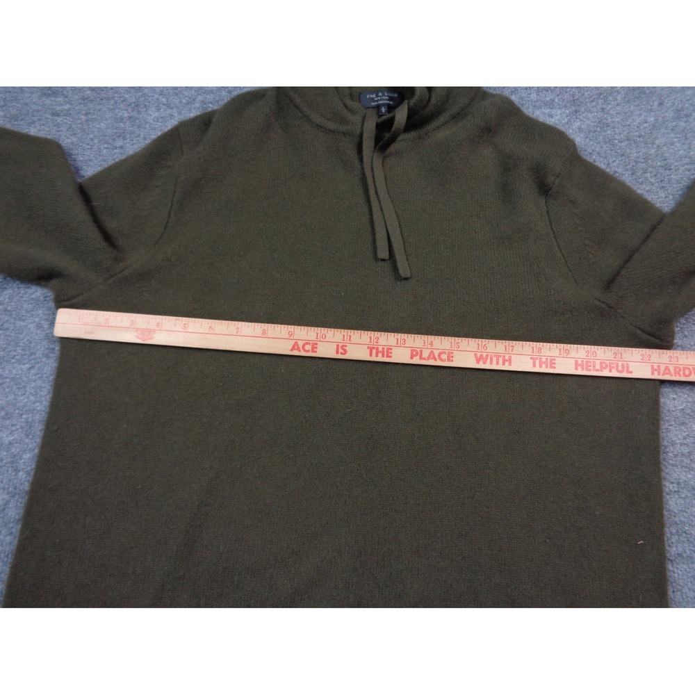 Rag & Bone Hoodie Men's L Green Olive Cashmere Pullover Knit Long Sleeve - Picture 9 of 11